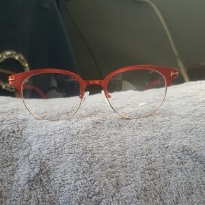 Red/ Copper Semi-Rimless Round Glasses
